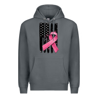 Rock breast cancer ribbon american flag Premium Hoodie - MaliasSmallBusiness