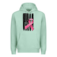 Seafoam breast cancer ribbon american flag Premium Hoodie - MaliasSmallBusiness