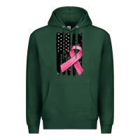 Sports Green breast cancer ribbon american flag Premium Hoodie - MaliasSmallBusiness