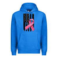 True Royal breast cancer ribbon american flag Premium Hoodie - MaliasSmallBusiness