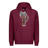 Burgundy Cowhide Old Cactus Premium Hoodie - RanaPortraitStore
