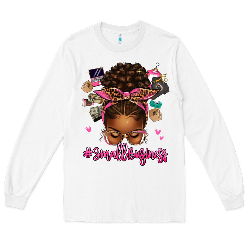 Small Business Afro Messy Bun Long Sleeve Tee by texasbilliewilder | Teevron