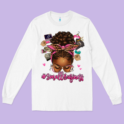 Long Sleeve Tee small business afro messy bun