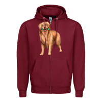 Burgundy golden retriever with toys Zipper Hoodie - texasbilliewilder