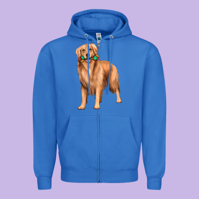 Golden Retriever With Toys Zipper Hoodie Designed By Texasbilliewilder