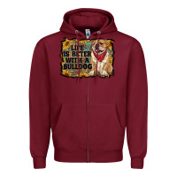 Burgundy life is better with a bulldog Zipper Hoodie - RanaPortraitStore
