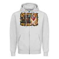 Dove Grey life is better with a bulldog Zipper Hoodie - RanaPortraitStore