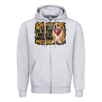 Heather Grey life is better with a bulldog Zipper Hoodie - RanaPortraitStore