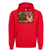 Red life is better with a bulldog Zipper Hoodie - RanaPortraitStore