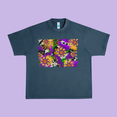 Mardi Gras Sunflower Cowhide Leopard And Glitter Background Urban Heavy Tee Designed By Artiststas