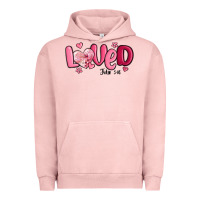 Pigment Salmon valentine's day loved john 3 16 Urban Hoodie - MaliasSmallBusiness