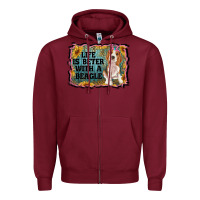 Burgundy life is better with a beagle Zipper Hoodie - RanaPortraitStore