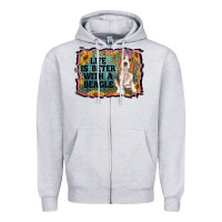 Heather Grey life is better with a beagle Zipper Hoodie - RanaPortraitStore
