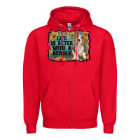 Red life is better with a beagle Zipper Hoodie - RanaPortraitStore
