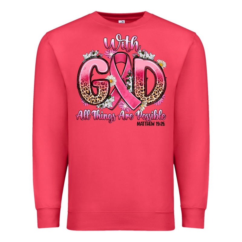 Breast Cancer With God All Things Are Possible Premium Sweatshirt by Artiststas | Teevron