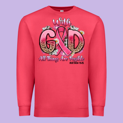 Breast Cancer With God All Things Are Possible Premium Sweatshirt Designed By Artiststas