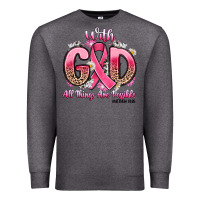 Charcoal Heather breast cancer with god all things are possible Premium Sweatshirt - Artiststas