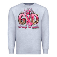 Heather Grey breast cancer with god all things are possible Premium Sweatshirt - Artiststas