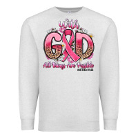 Oatmeal Heather breast cancer with god all things are possible Premium Sweatshirt - Artiststas