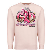 Pale Pink breast cancer with god all things are possible Premium Sweatshirt - Artiststas