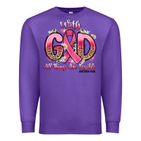 Purple breast cancer with god all things are possible Premium Sweatshirt - Artiststas