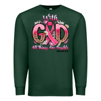Sports Green breast cancer with god all things are possible Premium Sweatshirt - Artiststas