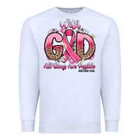 White breast cancer with god all things are possible Premium Sweatshirt - Artiststas