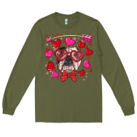 Army Green Valentine's day  english bulldog Long Sleeve Tee - RanaPortraitStore