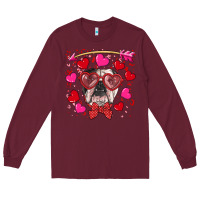 Burgundy Valentine's day  english bulldog Long Sleeve Tee - RanaPortraitStore