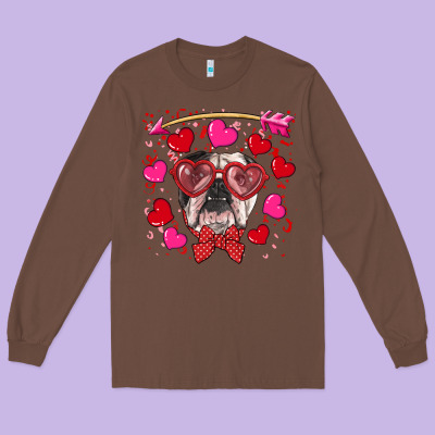 Long Sleeve Tee Valentine's day  english bulldog