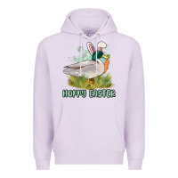 Lilac hoppy easter duck hunting Premium Hoodie - MaliasSmallBusiness