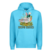 Ocean Blue hoppy easter duck hunting Premium Hoodie - MaliasSmallBusiness