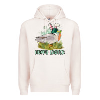 Pale Pink hoppy easter duck hunting Premium Hoodie - MaliasSmallBusiness