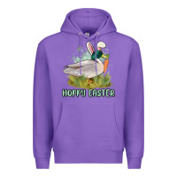 Purple hoppy easter duck hunting Premium Hoodie - MaliasSmallBusiness