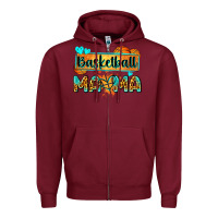 Burgundy basketball mama with leopard Zipper Hoodie - Zillion Design Studio
