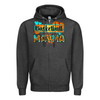 Charcoal Heather basketball mama with leopard Zipper Hoodie - Zillion Design Studio