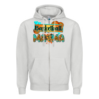 Dove Grey basketball mama with leopard Zipper Hoodie - Zillion Design Studio