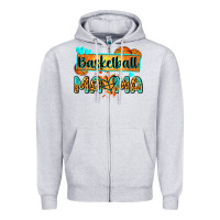 Heather Grey basketball mama with leopard Zipper Hoodie - Zillion Design Studio