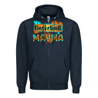 Navy basketball mama with leopard Zipper Hoodie - Zillion Design Studio