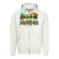 Oatmeal Heather basketball mama with leopard Zipper Hoodie - Zillion Design Studio