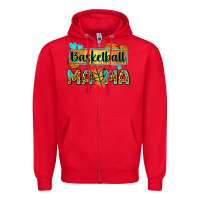 Red basketball mama with leopard Zipper Hoodie - Zillion Design Studio