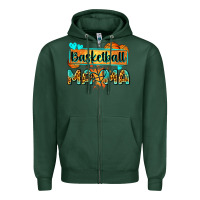 Sports Green basketball mama with leopard Zipper Hoodie - Zillion Design Studio