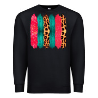 Black Colored Leopard and Wood Patterned Western Brush Strokes Premium Sweatshirt - Bettercallsaul