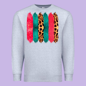 Colored Leopard And Wood Patterned Western Brush Strokes Premium Sweatshirt Designed By Bettercallsaul