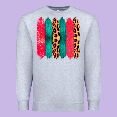 Colored Leopard And Wood Patterned Western Brush Strokes Premium Sweatshirt Designed By Bettercallsaul