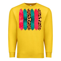 Lemon Colored Leopard and Wood Patterned Western Brush Strokes Premium Sweatshirt - Bettercallsaul