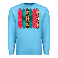 Ocean Blue Colored Leopard and Wood Patterned Western Brush Strokes Premium Sweatshirt - Bettercallsaul