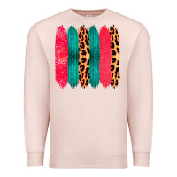 Pale Pink Colored Leopard and Wood Patterned Western Brush Strokes Premium Sweatshirt - Bettercallsaul