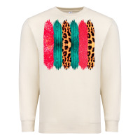 Sandshell Colored Leopard and Wood Patterned Western Brush Strokes Premium Sweatshirt - Bettercallsaul
