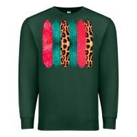 Sports Green Colored Leopard and Wood Patterned Western Brush Strokes Premium Sweatshirt - Bettercallsaul